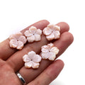 20mm Natural Seawater Pink Carved Shell Flower Earring with Middle Hole