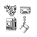Real 925 Sterling Silver Fine Beads Printer Book Flowers Charms Designer DIY for Original Bracelet Jewelry Making Beads Women