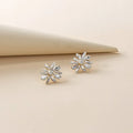 Chic Gold Plated Glass Floral Earrings Colorful Rhinestone Crystal Flower Studs Chic Diamond Pearl Fashionable Wedding Jewelry