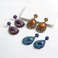 Exaggerated Ethnic Jewelry Full Diamond Gemstone Dangle Earrings Shiny Rhinestone Water Drop Earrings 2023 Women