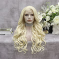 Celebrity 180% Density Preplucked Natural Hairline White Blond  Color 28inch Synthetic Lace Wigs Heat Resistant