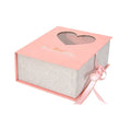 Custom logo Print pink Book Shape Flower Packing Magnetic Valentines Chocolate Gift Packaging Box with Heart Window