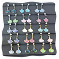 S925 Sterling Silver Elegant Jewelry Luxury Gold Plated Handmade Natural Shell Ginkgo Leaf Charms CZ Stud Earrings for Women