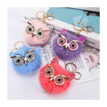 Hot Sale Premium Fur Material Plush Owl Pom Pom Keychain Soft Feature