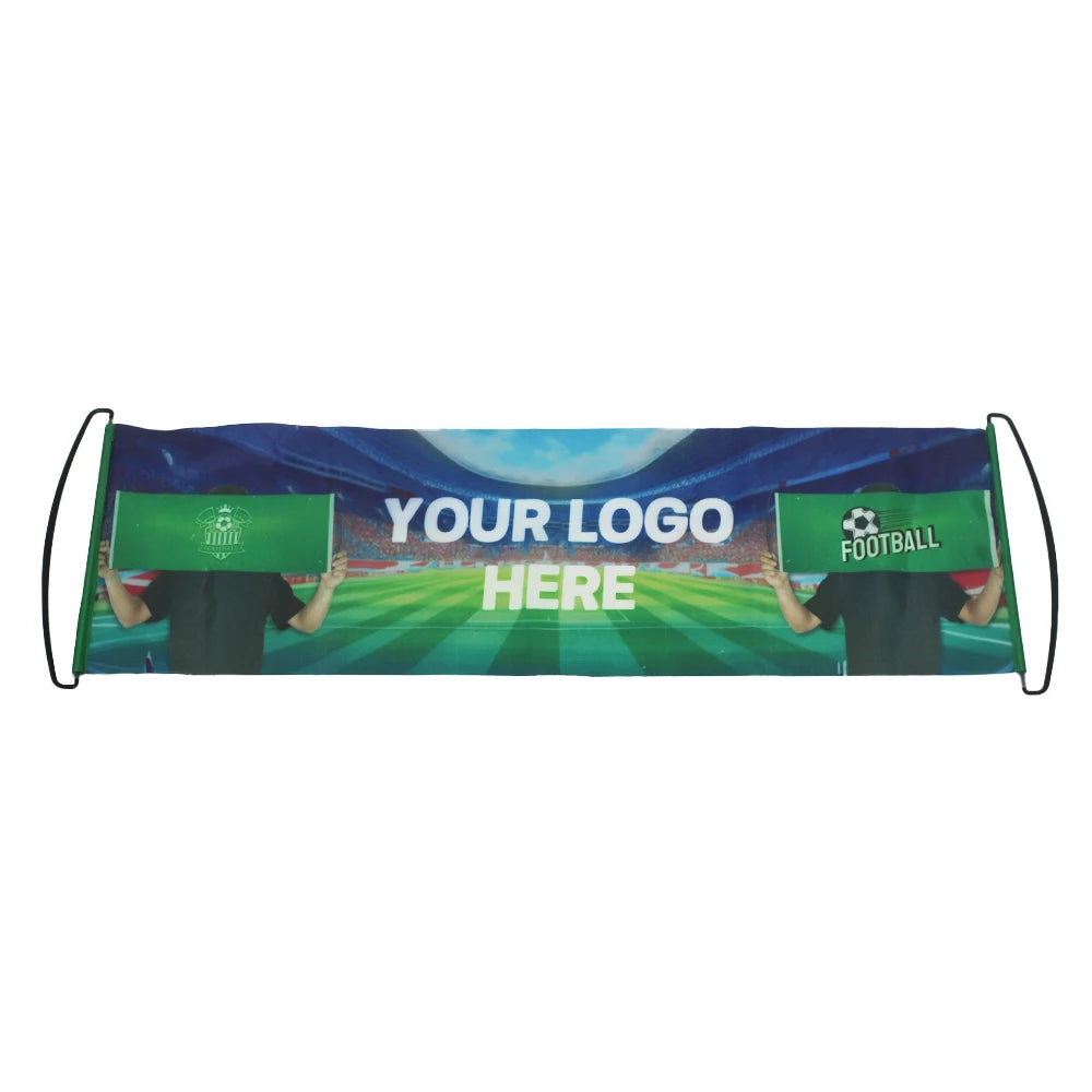 Johnin Promotional Advertising 24*70cm Polyester Handheld Sport Digital Printed Retractable Fan Scrolling Pull Banner PP