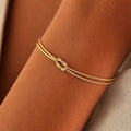 EManco Jewelry Minimalist Gold Plated Stainless Steel Double-layer Snake Chain Knot Necklace Bracelet