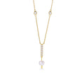 KN2332 Simple Cubic Zirconia Jewelry Necklace 925 Sterling Silver Pearl Pendant for Women
