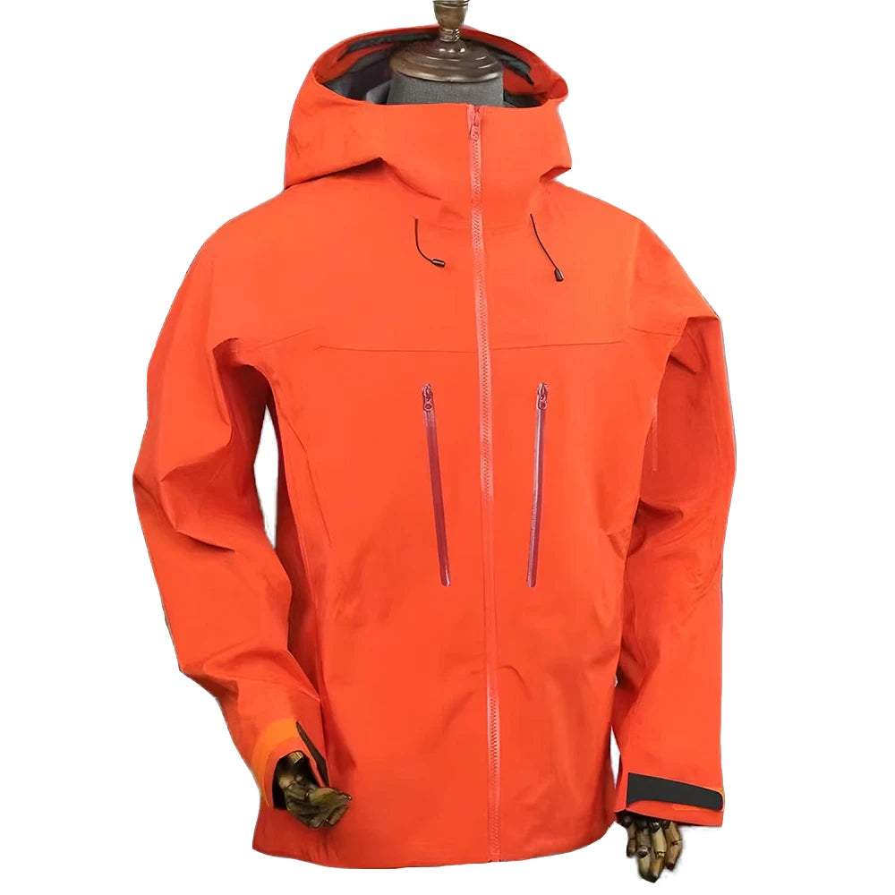 Men's 3L Outdoor Hard Shell Windbreaker Jacket High Performance 3D Hooded Raincoat Zipper Closure Breathable Windproof Plus Size MegaBDM