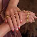 NEW BOHO NOBLE QUEEN ZIRCON FRENCH WAVE BEAUTY RING SET Dazan 2025 HOT 18k PVD Gold Plated Stainless Steel Layered JEWELRY