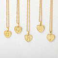 Heart-Shaped Initial Letter Pendant Necklace Water Wave Chain Stainless Steel 6pcs Set Featuring Diamond Pearl CHRISTIAN Love