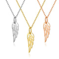 Fashion Waterproof Silver 18K Rose Gold Plated Stainless Steel Women Angel Wing Pendant Necklace Jewelry