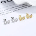 Fashion Jewelry 925 Sterling Silver Figure Number Eight 8 Diamond Zircon Thread Gold Plated Stud Earrings for Women