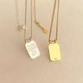 Layered Necklace 925 Sterling Silver Rectangle Word Pendant Necklace