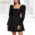 Wholesale Custom Women Design Fleur With Padded Corset Mini Hidden Zip at Back Puff Long Sleeves Casual Short Dresses