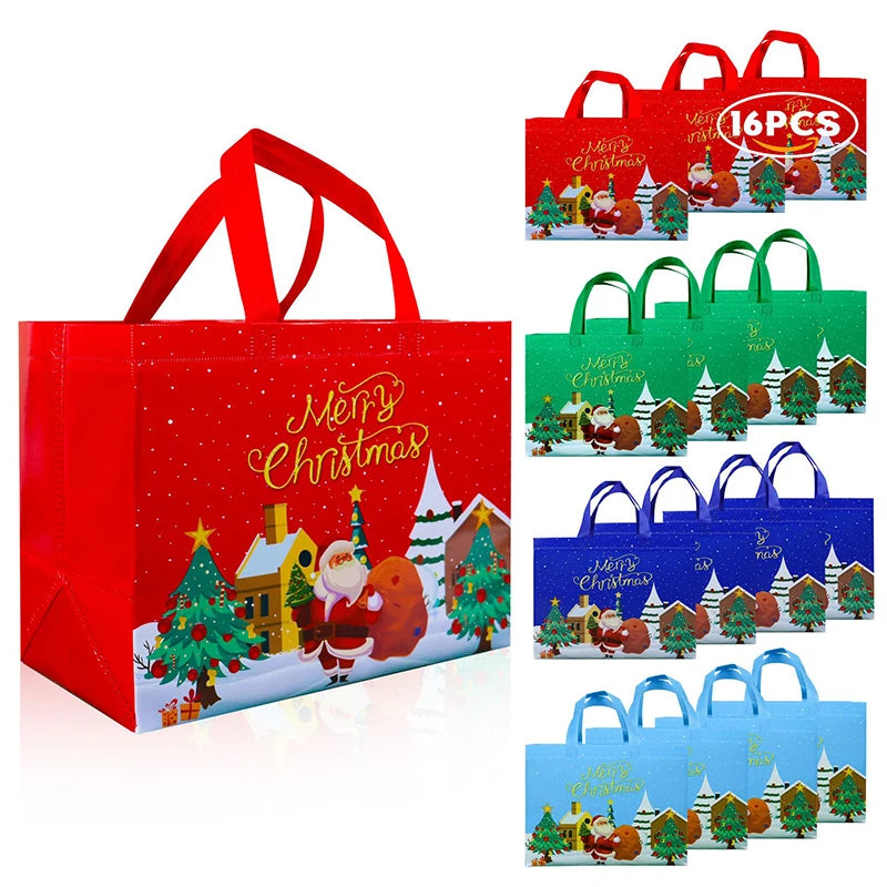 Christmas Non-woven Tote Bag Santa Xmas Tree Gift Bag Xmas New Year Candy Gift Packaging Bag Large Capacity Shopping Bag