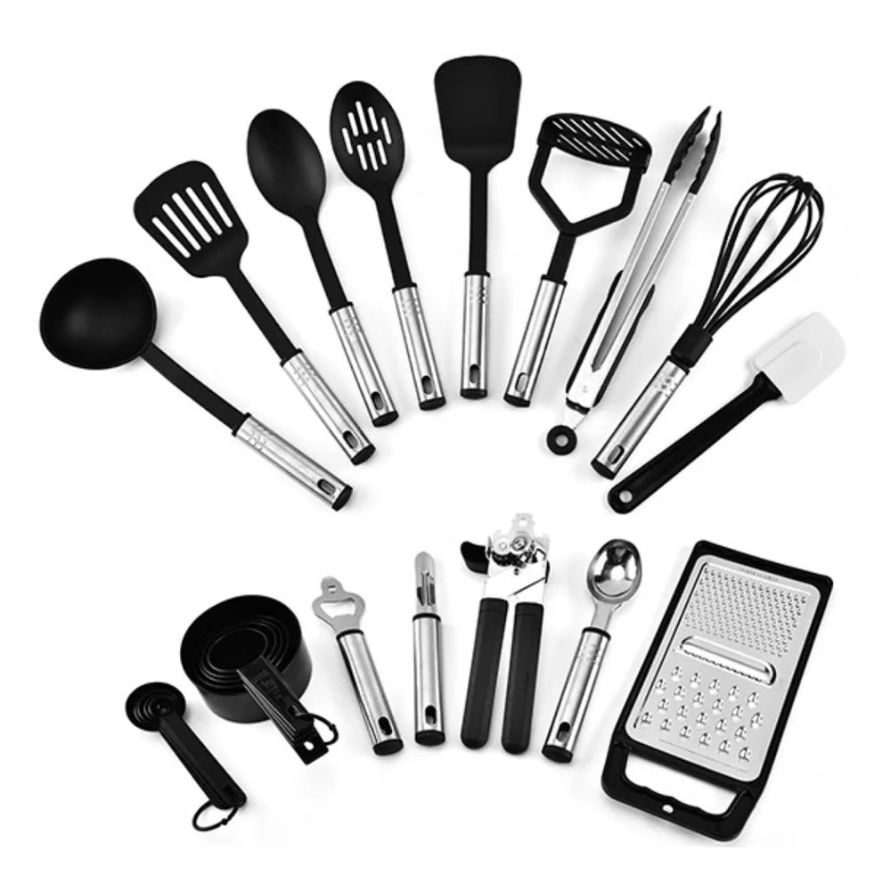24pcs Kitchenware Set Custom Kitchen Utensils Stainless Steel Cooking Utensil with Nylon Handle