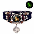 Go Party Glow in the Dark 12 Horoscope Bracelet Luminous Zodiac Signs Bracelets Multi-Layer Leather Bracelets for Men Women