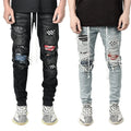2026 Patch Jeans Men Quality Fashion Trousers Hole Ripped Jeans Pant With Patches