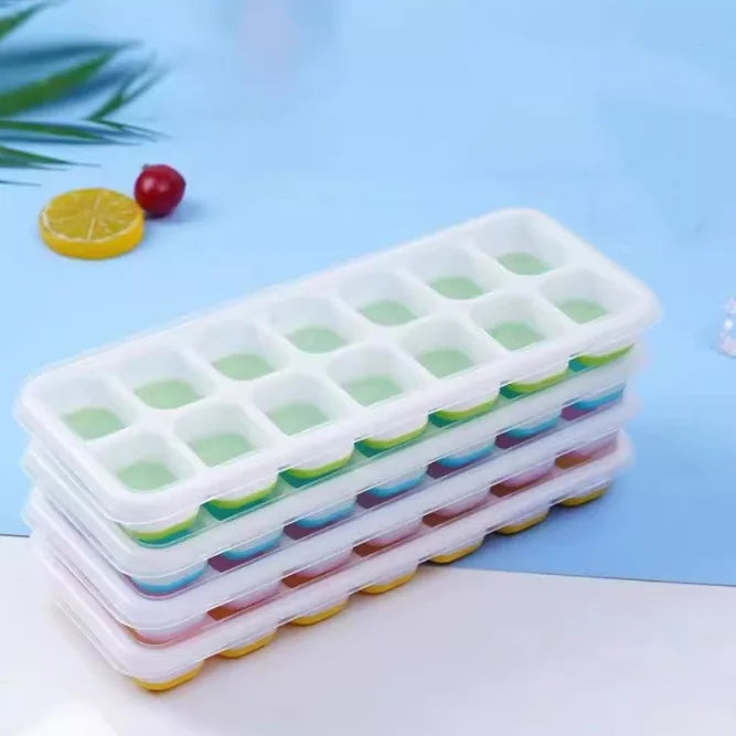 Molds With Lid Ice Tray Mold Silicone Ice Cube Reusable 14 Cavities Silicone Ice Cube