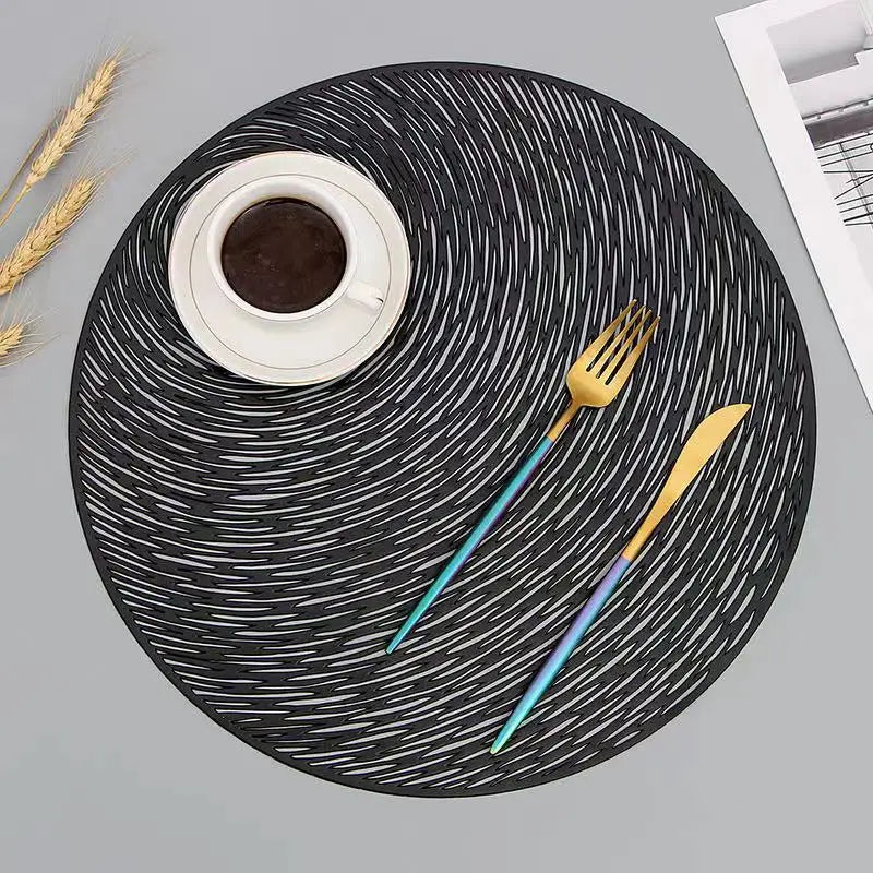 Table Decor Hollow Out Metallic Gold Charger Plates Mats Vinyl PVC Placemats for Holiday Wedding Reception