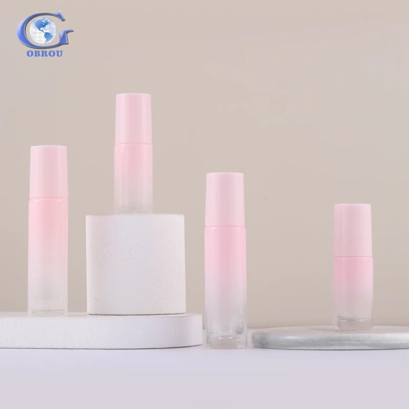 Gradient Pink Color Luxury Glass Dropper Serum Essential Oil Roller for Cosmetic Jar Bottle 100pcs All Size Roll Bottles