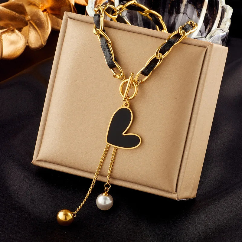 New Arrivals Non Tarnish 316l Stainless Steel 18k Gold Plated Irregular Heart Shape Pendant Necklace for Women