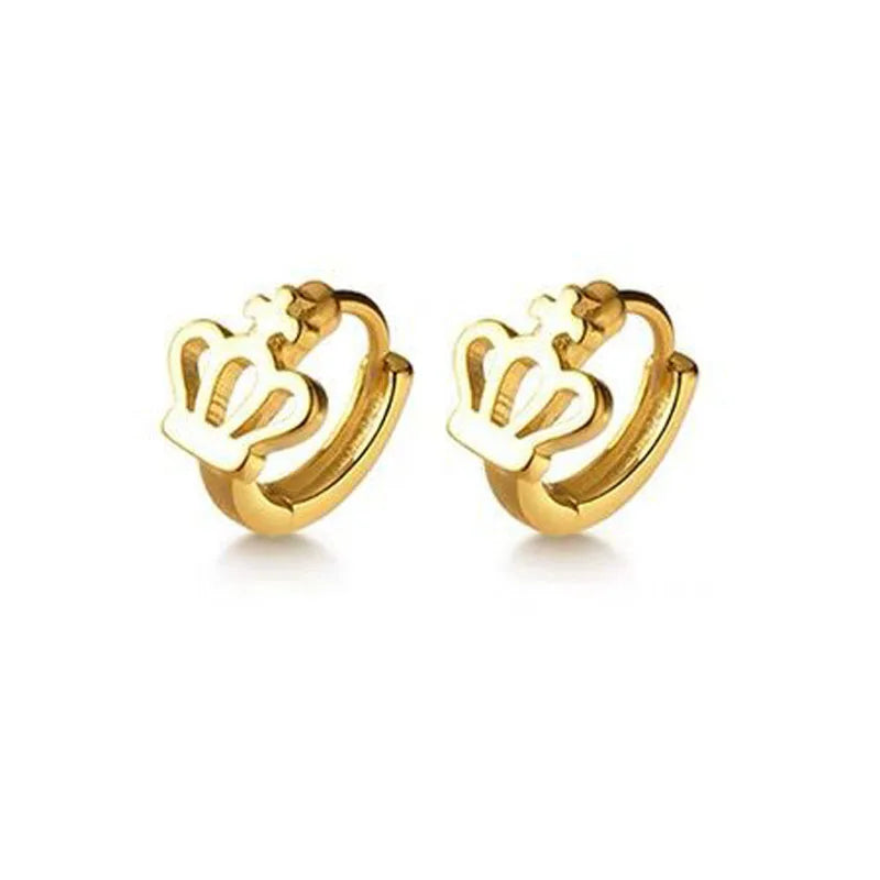 2022 New Design 925 Sterling Silver Crown Jewelry Fashion Women Hoop Earrings Gold Zircon Earring