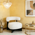 Design Fauteuil De Salon White Boucle Chairs Modern Leisure Cafe Wooden Accent Single Sofa Chairs for Lounge Living Room