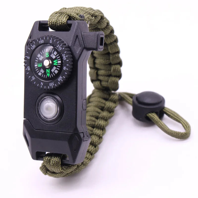Survival Braided Camping & Hiking Bracelet Outdoor Nylon Wristband with Metal Button for Climbing Casual & Tour Activities