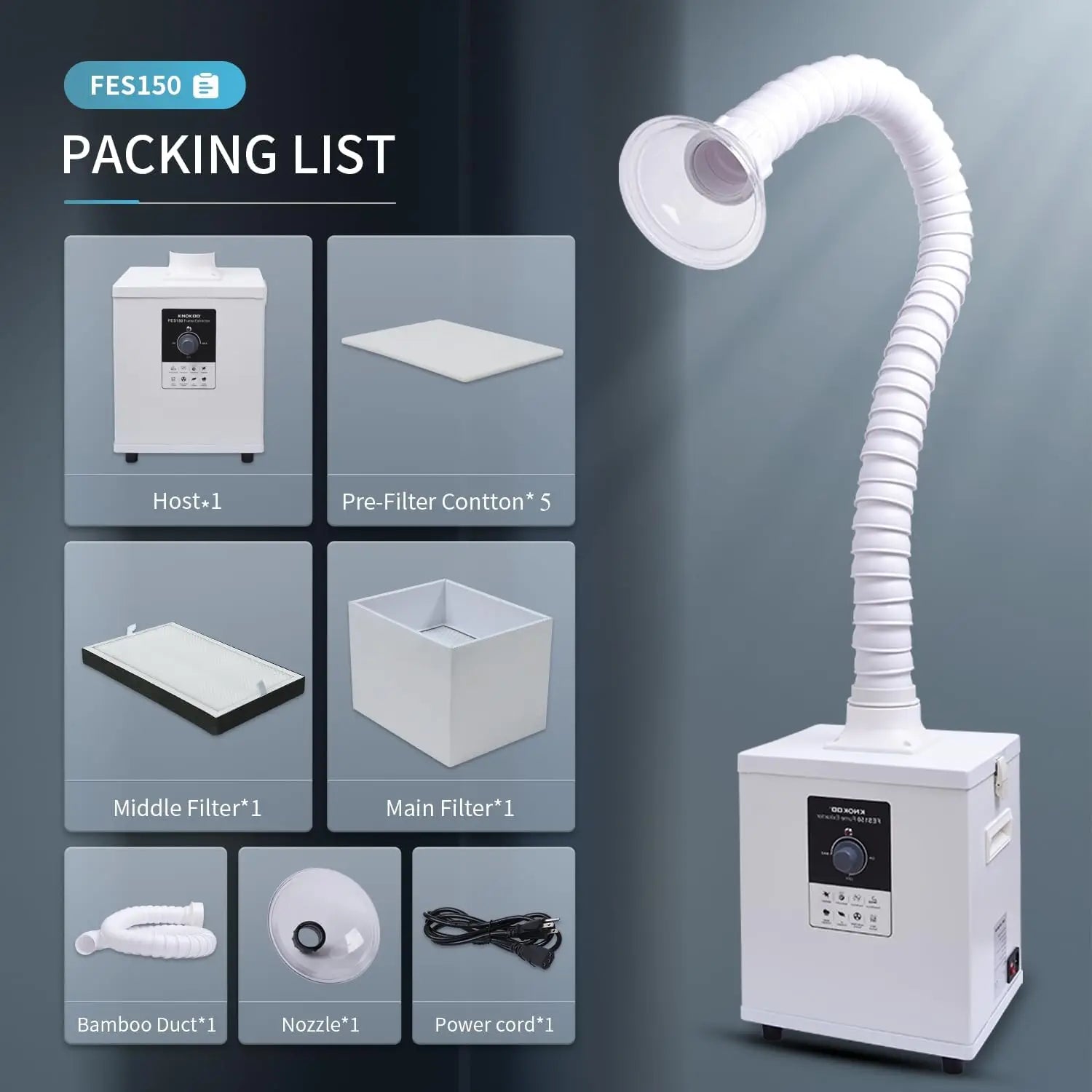 KNOKOO Portable Smoke Purifier CE/RoHS Certified Low Noise Fume Extractor for Laser Engraving Hair Salons Nail Studios New
