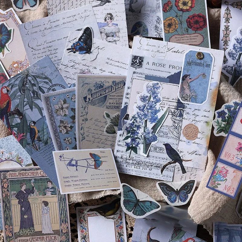 200 Pieces Plant Butterfly Nature Collage Material Writing Sticker Kit for Journal Planner Craft Album Notebook DIY Decorative