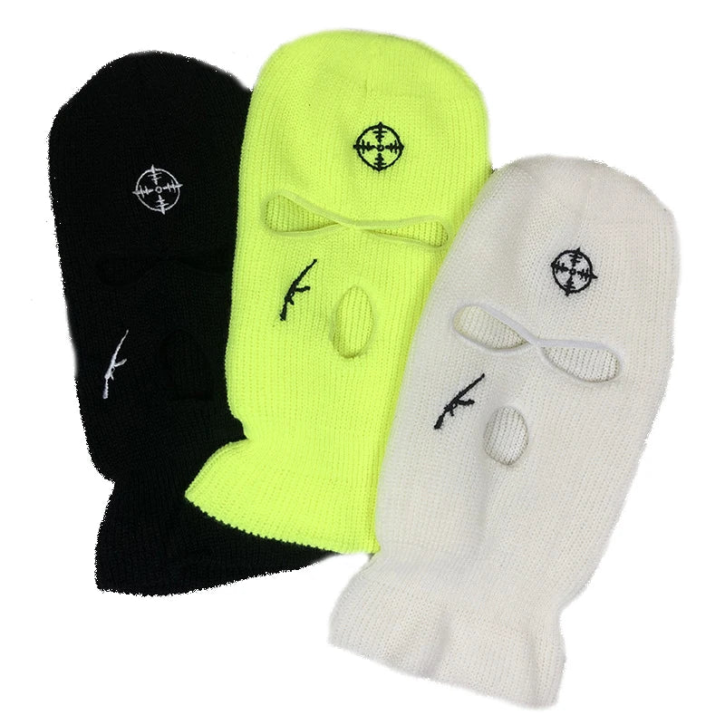 Wholesale Custom Winter Outdoor Sports Hat Plaid Pattern Knitted Ski Mask Beanie Face Cover Full Face Hole Plain Mask Balaclava