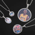 Men's Creative Hip Hop Silver Gold Plated Moissanite Necklace with Rope Chain and Custom Photo Medal Pendant