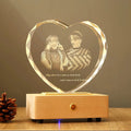 Custom Wedding Souvenirs Gift Bedroom Night Light Crystal Heart Shape Photo Frame Laser Engrave Souvenirs