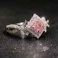 Wedding Jewelry Women Ring Lovely Girl Creative Cross Wound pink Diamond Zircon Ring