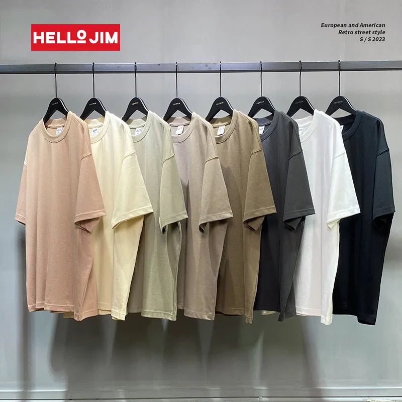 Custom Tee Shirt Printing 305 Grams Unisex Plain 100% Cotton Drop Shoulders Street Wear Wholesale Heavyweight t Shirts