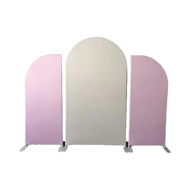Pink Beige Tension Fabric Wedding Arch Backdrop Stand Aluminum Alloy Frame Custom Size Water Washable for Wedding Decoration