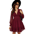 2023 Autumn New Arrival V Neck Long Sleeve High Waist Dresses Women Lady Elegant Club Dresses