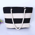 White Patchwork Polyester Canvas Tote Bag Rope Handle Reusable and Friendly Shoulder Grocery Shopping Tote Bag Laptop