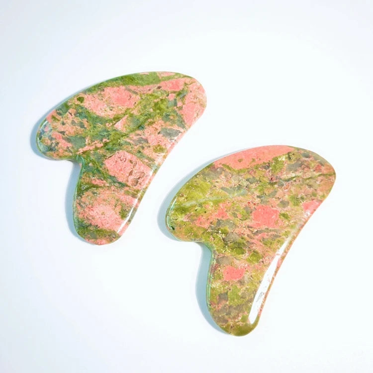 DIY Natural Unakite Gua Sha Traditional Acupressure Guasha Massager