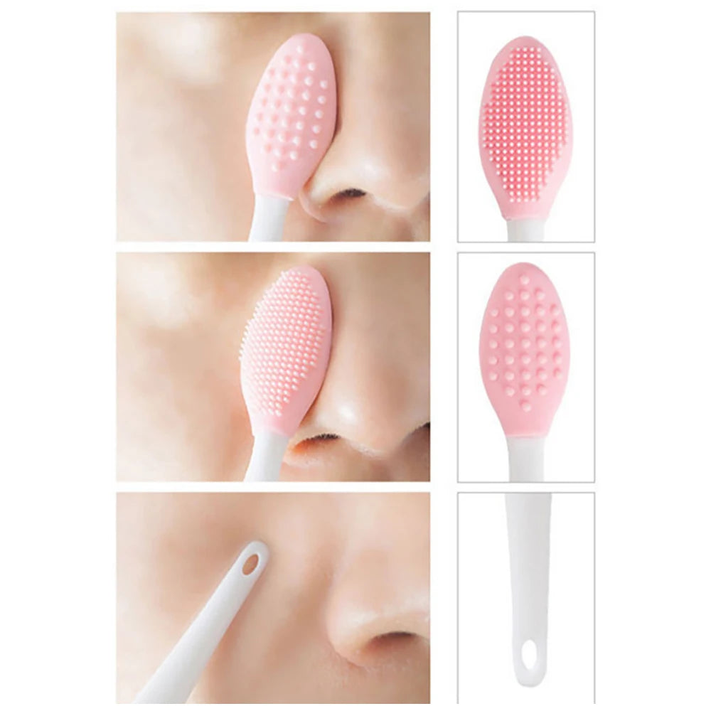 Silicone Manual Facial Cleansing Brush Skin Friendly Soft Face Scrubber for Blackheads Whiteheads Makeup Residues Removal