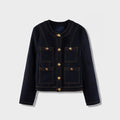 Manufacturer Custom Wholesale  Vintage Denim Jackets Winter Fashion Collarless Jackets for Women