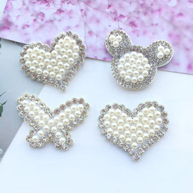 In Stock Fast Delivery Diy Handmade Patch Nonwovens Rhinestone Pearl Patches