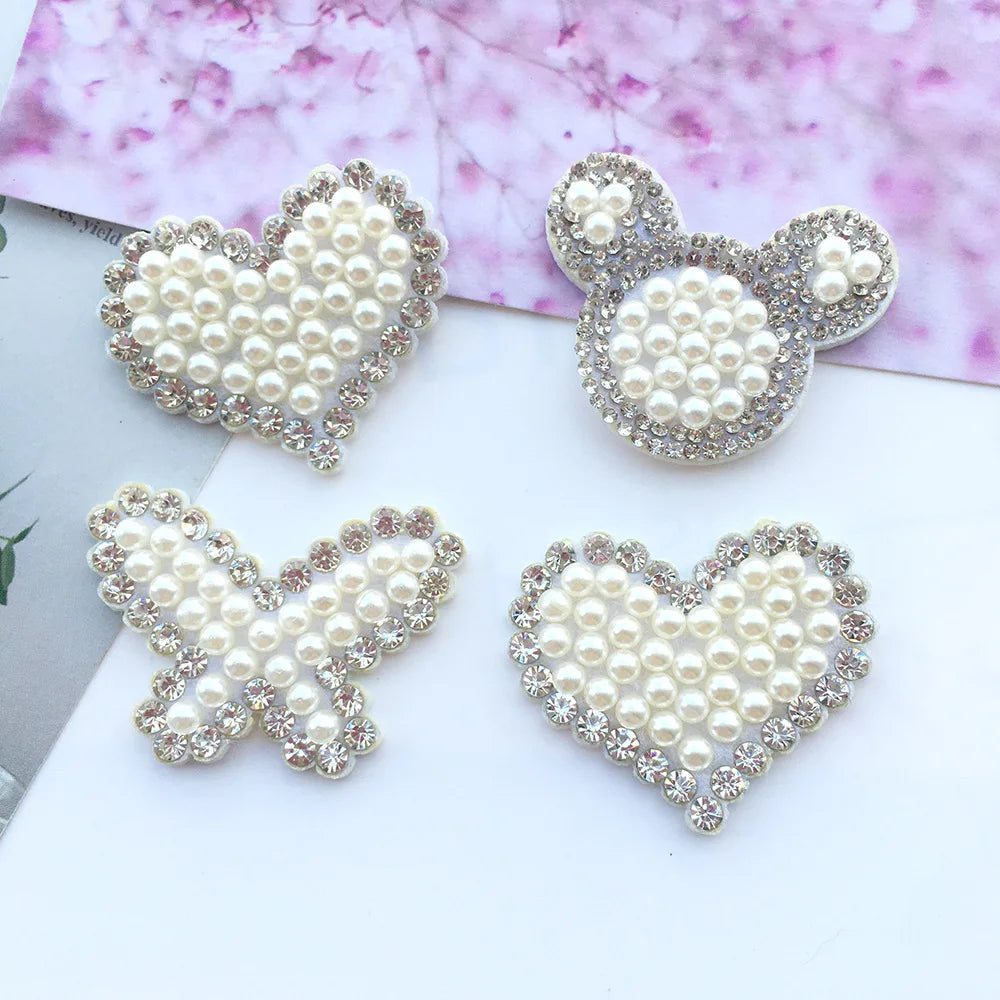 In Stock Fast Delivery Diy Handmade Patch Nonwovens Rhinestone Pearl Patches