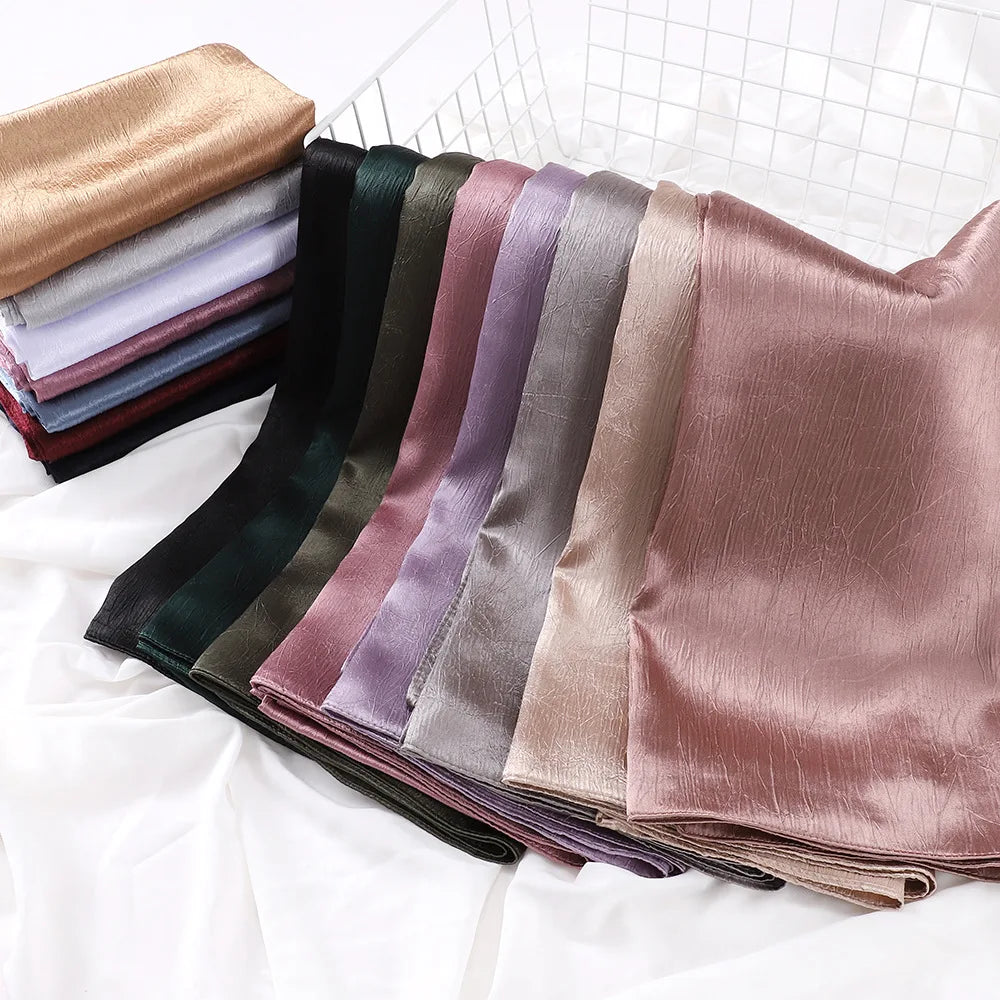 Sharut Malaysia New Pure Silk Solid Long Scarf Muslim Women Headband Women and Women's Shawl Satin Scarf Shawl Silk Hijab Scarf