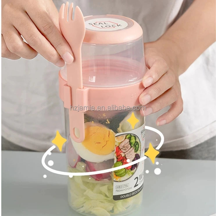 Portable Breakfast Oatmeal Cereal Seal Fruit Salad Cup Plastic Cups Lunch Box Food Storage Containers
