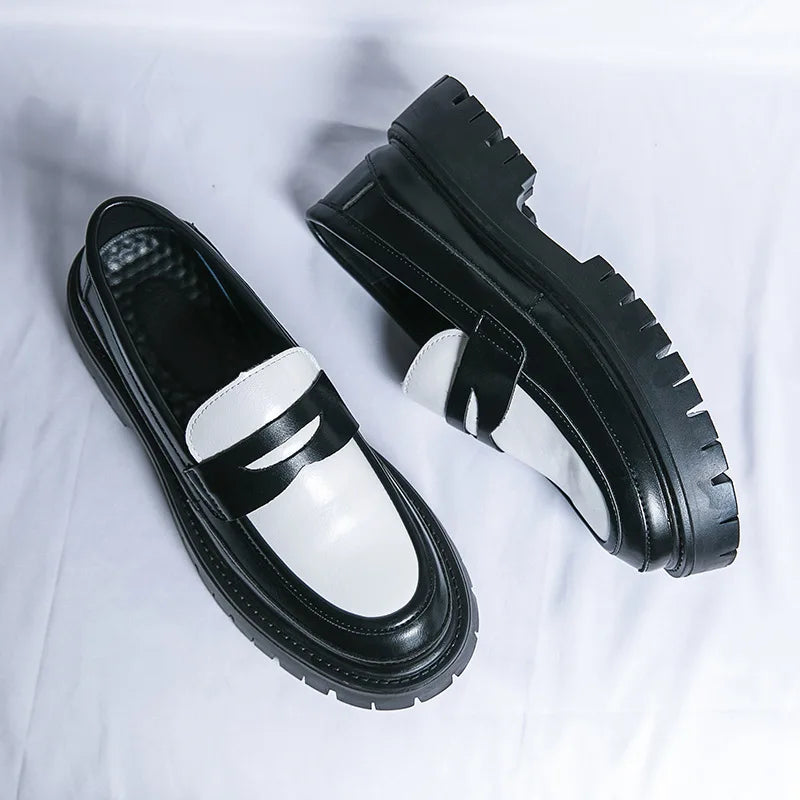 Large Size New Casual PU Shoes Fashion Thick-soled Slip-on Loafers Autumn British Style Business Men's Shoes 46