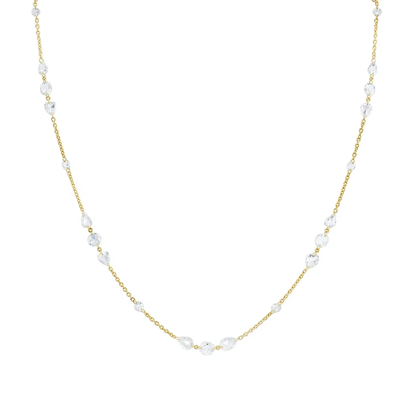 LOZRUNVE 925 Sterling Silver Delicate Jewelry Clear Multi Shape Pear Crystal Charm Necklace Choker Women