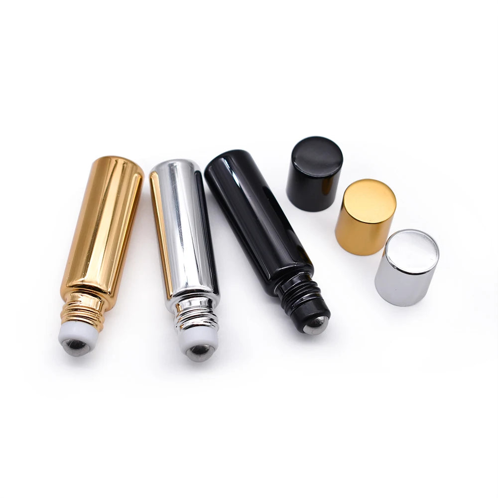 In Stock 5ml 10ml Colorful Plating Silver Gold Eye Perfume Oil Roll on Glass Bottle with Roller Ball
