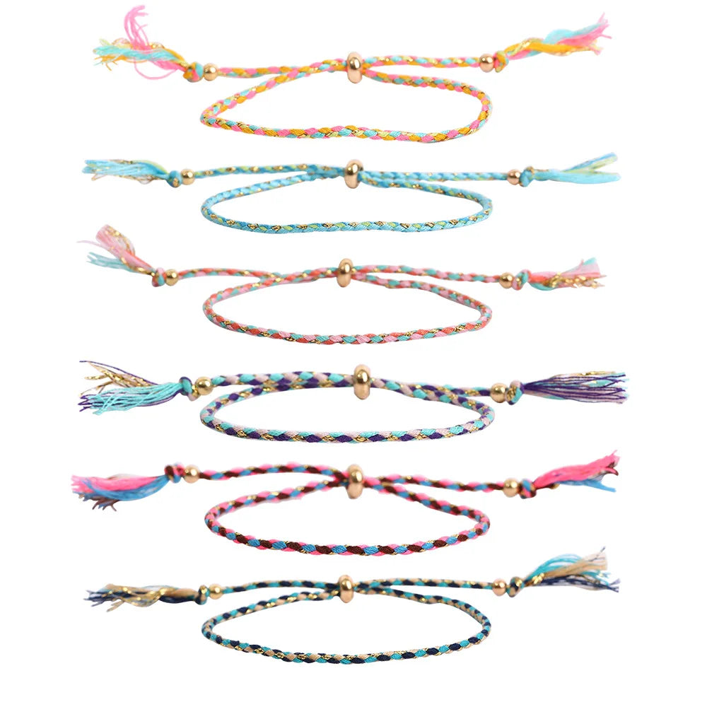 New Gold Brass Bead Accessories Jewelry Ladies Fashion Hand Woven Tassel Adjustable Rope Knot Bracelet